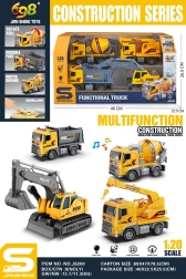 Vehículos de construcción 1:20 con luces y sonidos – set de 4 piezas