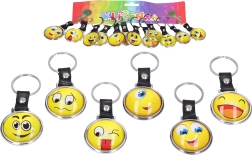 Llavero con carita sonriente – colgante brillante de doble cara 4 cm