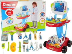 Carrito médico con mesa y EKG, set infantil de 17 piezas