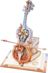 Robo time puzzle mecánico Caja de música de violonchelo mágico de madera 3D