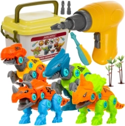 Set de dinosaurios de construcción 4 en 1 con taladro y destornillador para niños