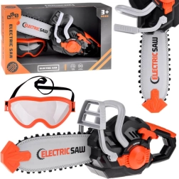Sierra de cadena eléctrica infantil con sonido y cadena móvil + gafas de protección