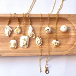 Sycomore set creativo para joyería de cemento y lámina dorada