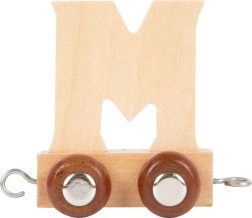Vagón de madera con la letra M para vías de tren small foot