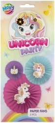 Abanicos de papel con motivo de unicornio – set de 3 uds MOXY