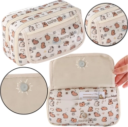 Estuche para material escolar con capibaras blanco 21 cm