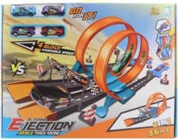 Pista de lanzamiento de carreras infantil con doble bucle, 36 piezas