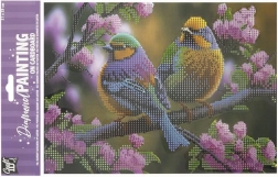 Pintura de diamantes en tablero Pájaros 29 × 21 cm