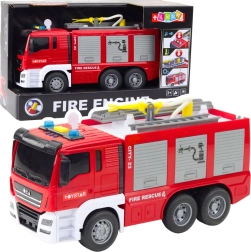 Camión de bomberos con propulsión, función de agua, luces y sonidos