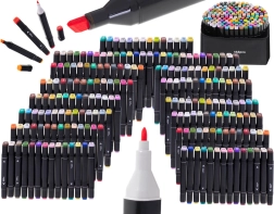 Marcadores de alcohol de doble punta en estuche, 168 colores