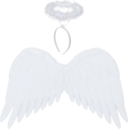 Alas de ángel con aureola RUHHY 50 × 35 cm, blancas, set de 2 piezas