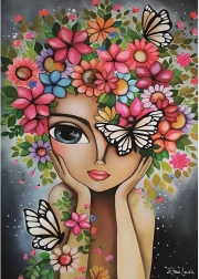 Puzzle chica con flores de 1000 piezas
