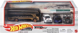 Set prémium Hot Wheels de 3 coches a escala con camión tractor de equipo