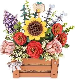 Maqueta 3D de madera: cajita con flores