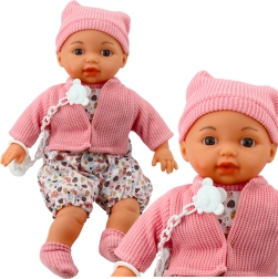 Muñeca bebé con gorrito y chupete en cadena Rosa 40 cm