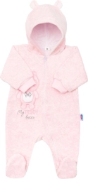 Mono infantil de terciopelo con capucha New Baby Sweetheart rosa