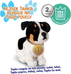 Perrito interactivo Tapka, 23 cm, blanco y negro
