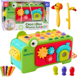 Cubo educativo sensorial cocodrilo con laberinto y xilófono