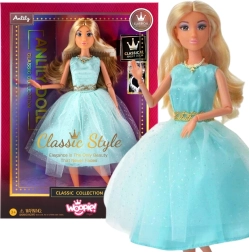 Woopie Royal muñeca Lily 30 cm con largo cabello rubio y elegante vestido turquesa
