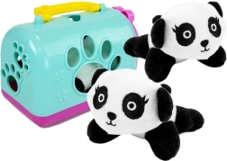 Mini panda de peluche con caja de transporte
