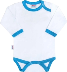 Body para bebé de manga larga con ribete azul‑turquesa