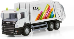 Camión de basura metálico SAKO de 15 cm con retroceso (pull-back)