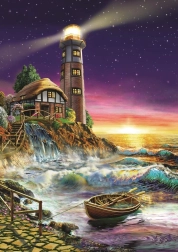 Puzzle de atardecer en el faro de 500 piezas