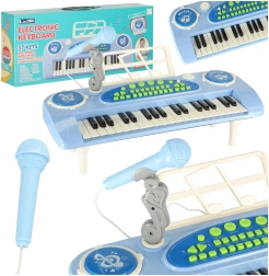 Instrumento de teclado interactivo para niños con micrófono – azul