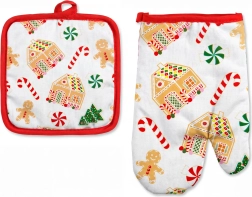Manopla de cocina y agarradera navideñas