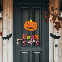 Decoración colgante de Halloween con forma de calabaza, 45 × 23 cm