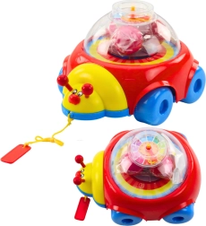Mariquita de arrastre con bolitas y reloj para niños