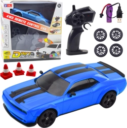 Coche RC drift 4WD con ruedas intercambiables, azul
