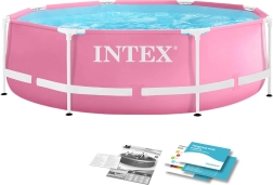 Piscina infantil circular con estructura para niños 244 × 76 cm rosa Intex