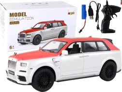 Coche RC 1:20 blanco‑rojo con control remoto