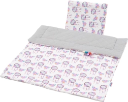 Conjunto reversible para cochecito de terciopelo New Baby – motivo gris de atrapasueños