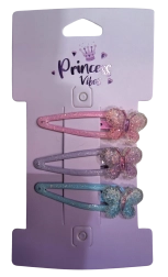 Pink set de horquillas brillantes para el pelo con mariposas (3 uds)