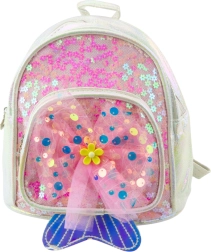 Mochila infantil blanca con lazo de tul
