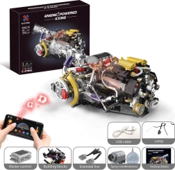 Kit de construcción de motor con USB, luz LED y efecto de humo (1394 piezas)