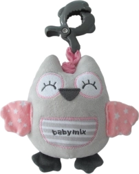 Búho de peluche musical Baby Mix rosa con clip