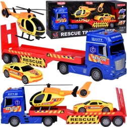 Set de rescate: camión, helicóptero y coche