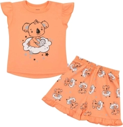 Pijama de verano de algodón para niña con volantes NEW BABY Dream, color salmón