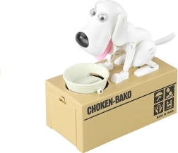 Hucha interactiva perro que come monedas – blanca