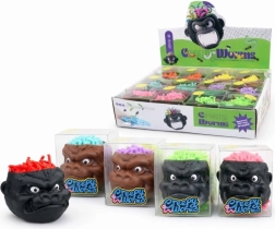 Juguete interactivo Creepy Worms: cabeza de mono con gusanos de slime 6 cm