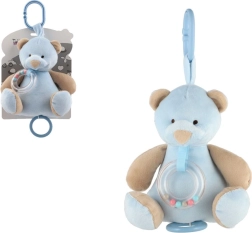 Osito de peluche musical para colgar 18 cm – azul