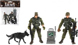 Set de figuras militares con perro y accesorios