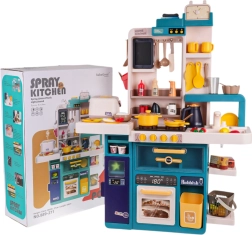 Cocina infantil interactiva con vapor, luces y sonidos, 80 piezas – Azul