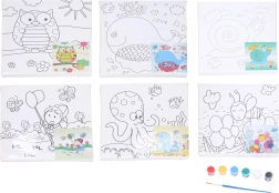 Set de pintura infantil sobre lienzo 20×20 cm con plantilla, pinturas y pincel