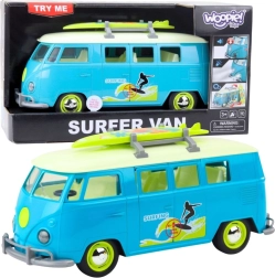 Autobús de surf clásico WOOPIE con luz y sonido – modelo azul y blanco