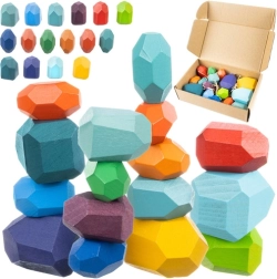 Piedras de equilibrio de madera Kruzzel – juego de 16 bloques de colores