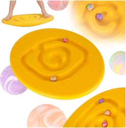 Tabla de equilibrio infantil con laberinto amarilla